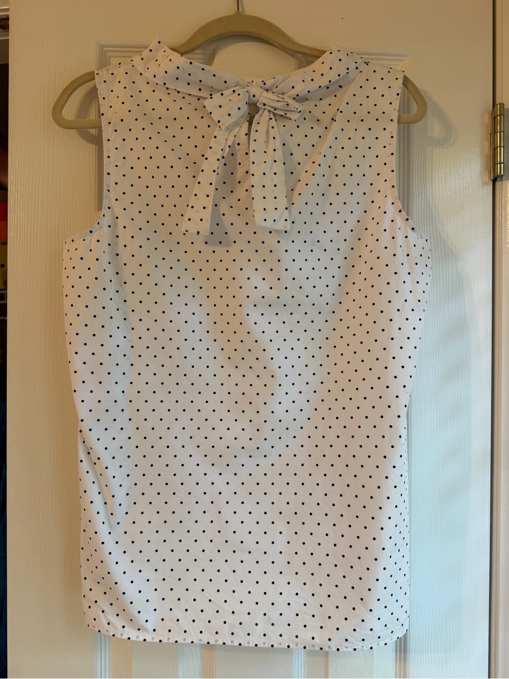 Talbots White and Black Polka Dot Sleeveless Blouse - Picture 2 of 5